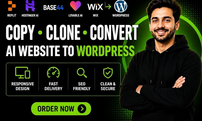 copy clone convert replit, hostinger ai, base44 lovable ai or wix to wordpress