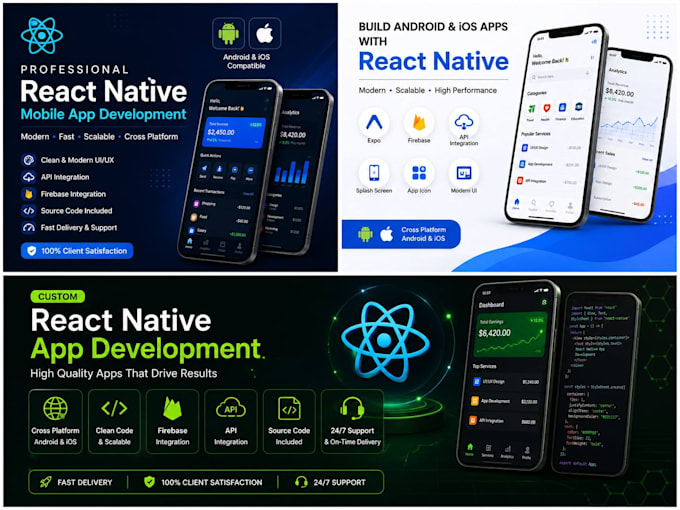 develop a professional react native mobile app using expo