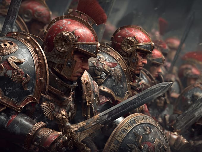 draw grimdark sci fi warrior character art inspired by warhammer 40k