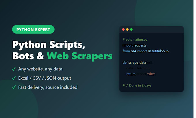 build a python automation script, bot, or web scrape