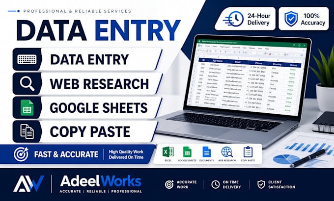 do web research, data entry, copy paste, and google sheets tasks