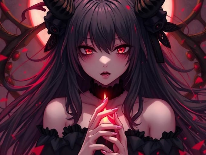 draw dark gothic anime illustrations and characters