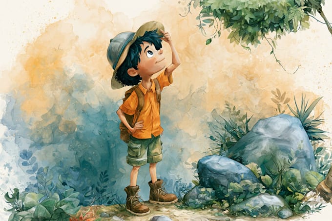create digital watercolor illustrations for a children book