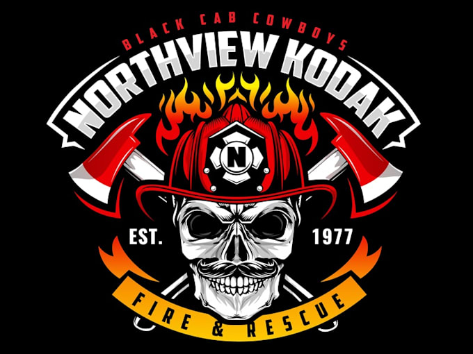 do modern fire fighter logo with t shirt design