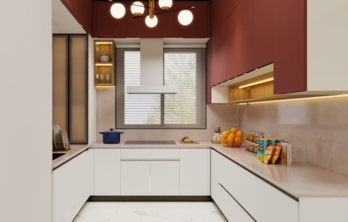 a modern kitchen interior and create working drawings