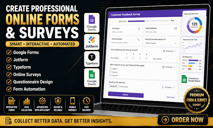 create google forms, jotform, typeform, surveys and online forms