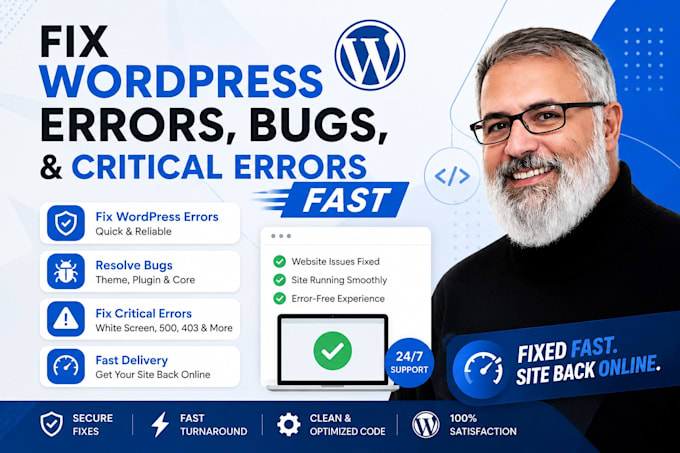 fix wordpress errors, bugs, and critical errors fast