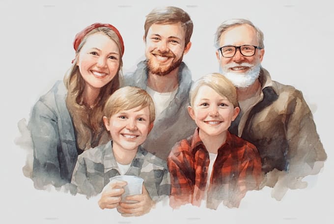 draw watercolor family portrait in procreate