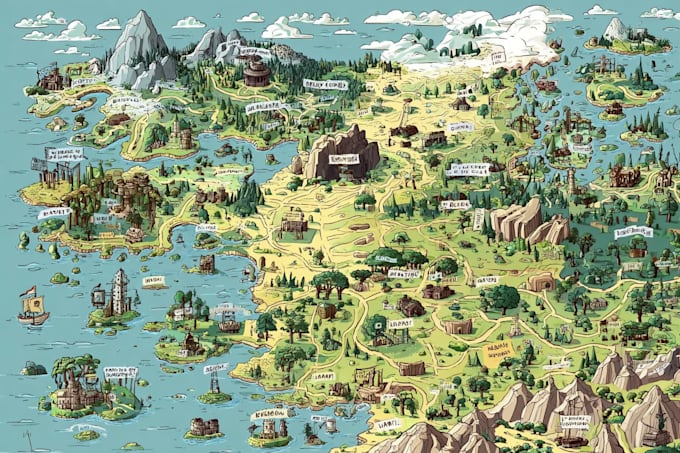 vector map illustration fantasy map design city map