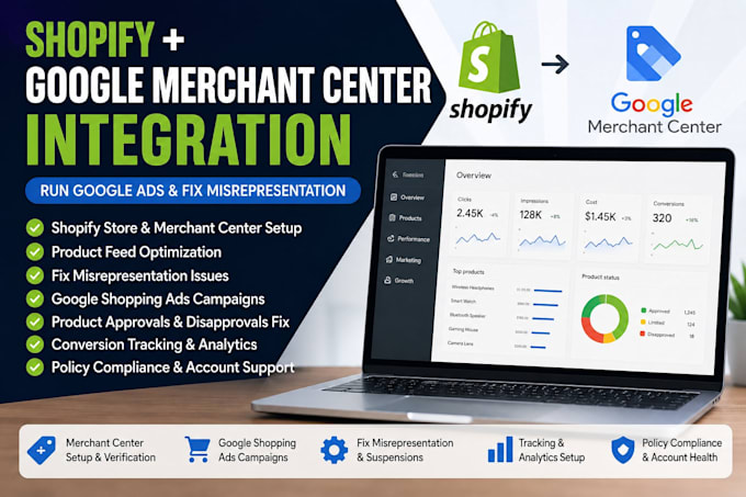 link shopify store with merchant center run google ads fix misrepresentation