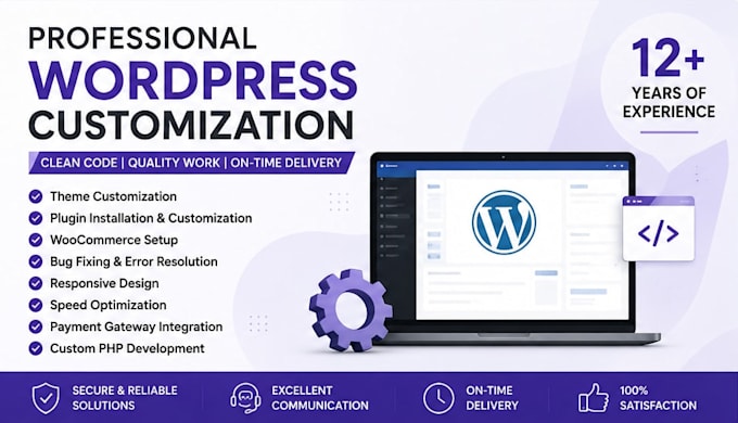 customize, fix and develop wordpress websites professionally