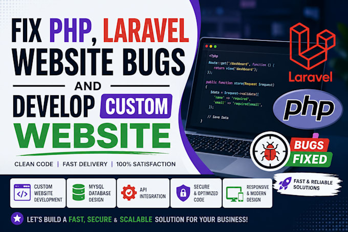 fix PHP, laravel website bugs as a backend developer