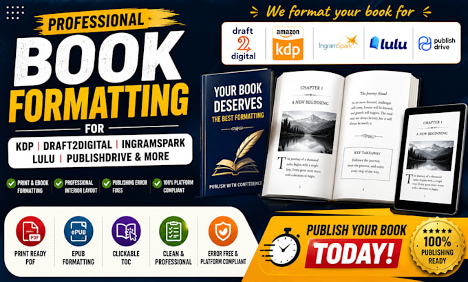 professional book formatting and layout design for draft2digital KDP ingramspark