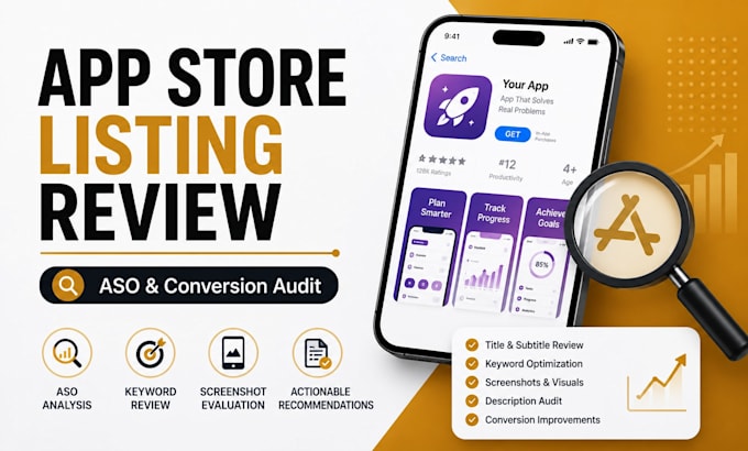 review and optimize your app store or google play listing for aso