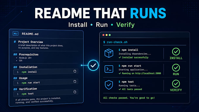 write and verify your github readme against the repository