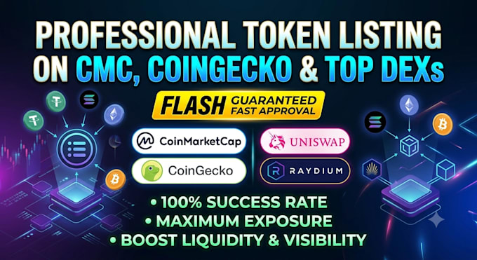 do professional token listing on cmc coingecko and top dexs