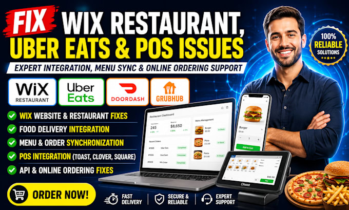 fix wix food delivery integration uber eats doordash sync and api menu