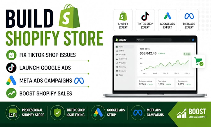 build shopify store fix tiktok shop issues launch google ads boost shopify sales