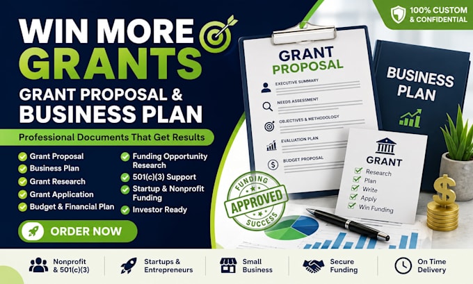 write grant proposal, business plan, grant research and grant application