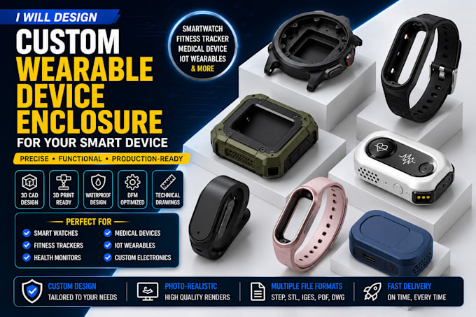 pcb enclosure design smart watch medical device electronics housing for printing