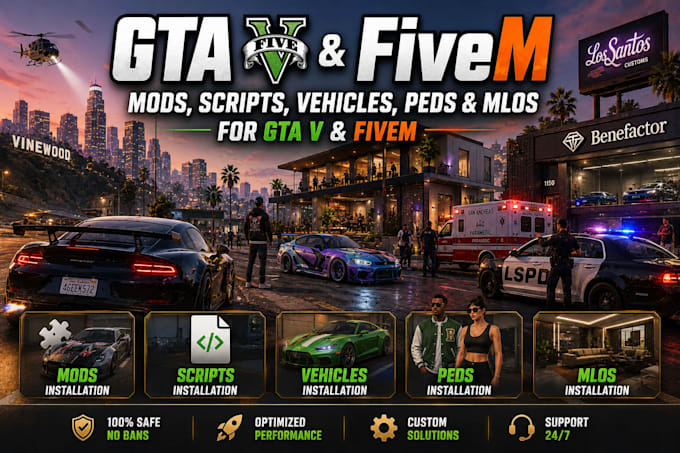 install mods, scripts, vehicles, peds, and mlos for gta v and fivem