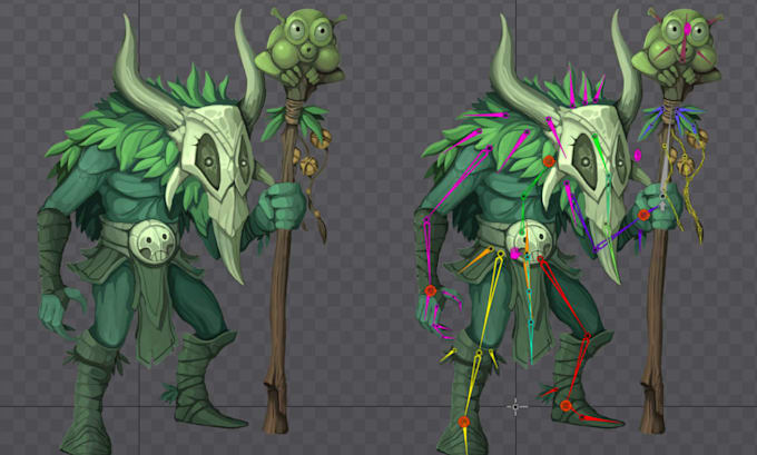 rig your 2d character in spine