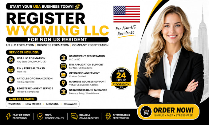 register wyoming llc for non US resident,delaware llc, US llc business formation