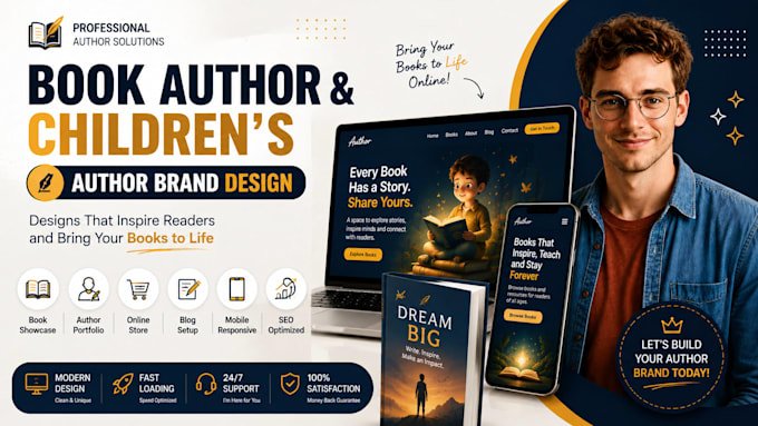design author website, ebook website, business website, book author website