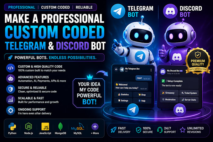 create custom discord bot or telegram bot