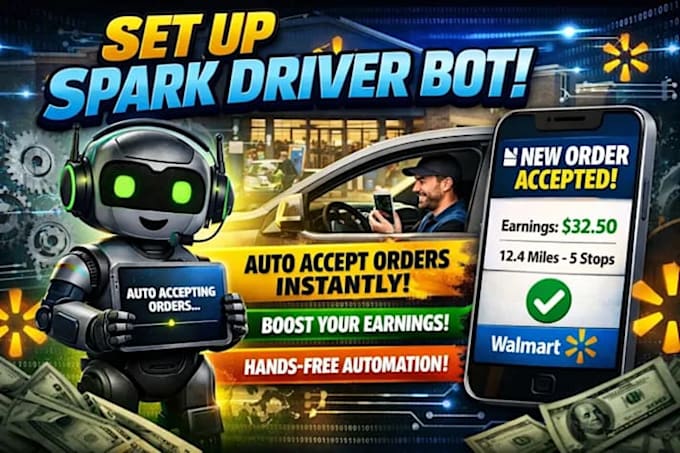 setup spark driver bot, spark delivery bot auto accept orders bot, doordash bot