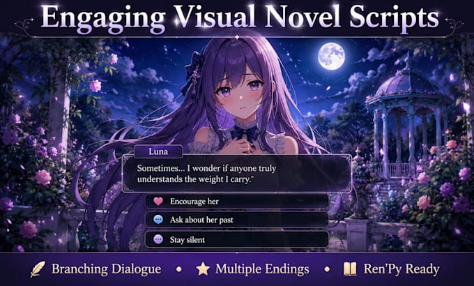 write engaging visual novel script with branching dialogue