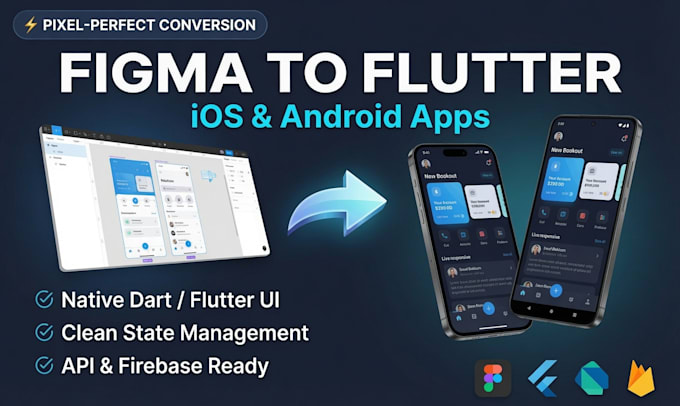 convert your figma design into a flutter app for android and ios
