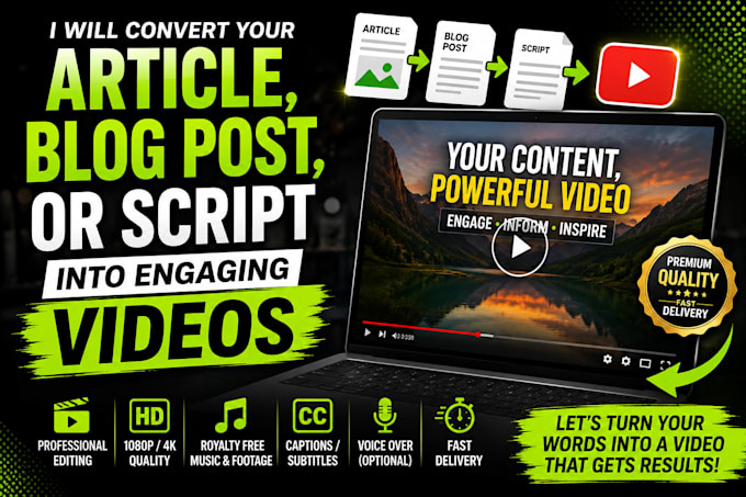 convert blog post, article or text to video with voice over