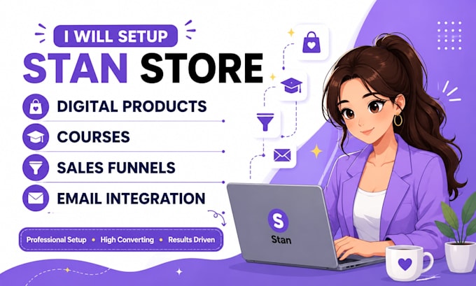 setup stan store digital products courses sales funnels email integration