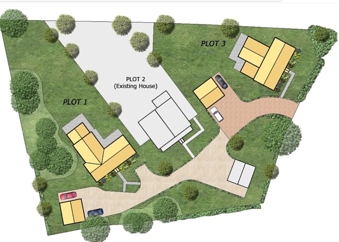 render 2d 3d master plan, site plan, residential commercial site development