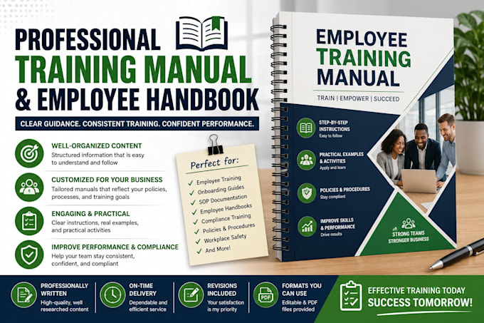 create a professional training manual and employee handbook