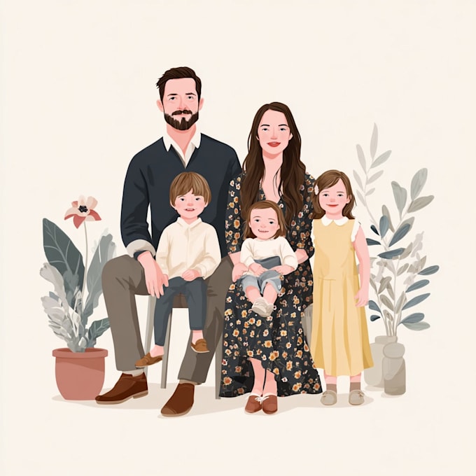 draw family portrait illustration