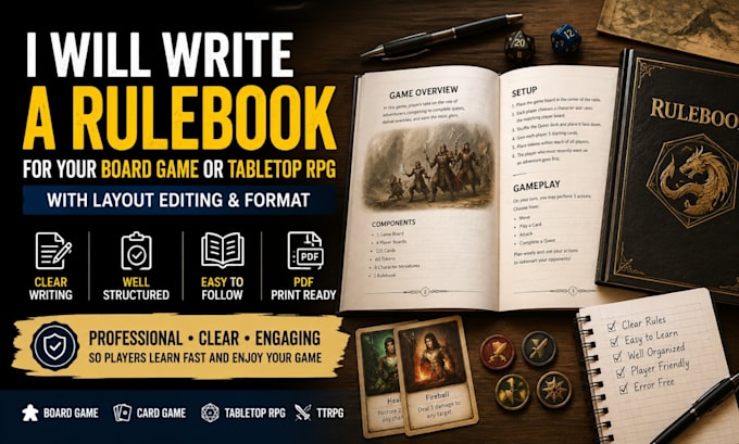 write a rulebook for your board game or tabletop rpg with layout editing format