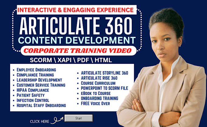 create trackable elearning video course and course content using articulate 360