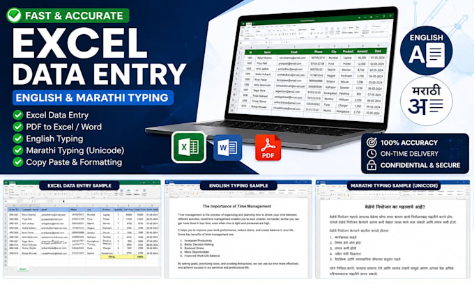 do excel data entry and english marathi typing