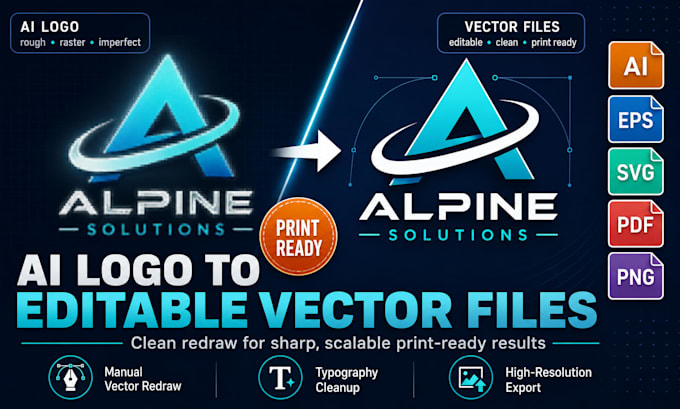 convert your ai generated logo into editable print ready vector files