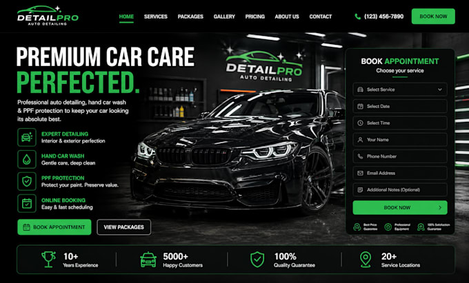 buildauto detailing, car wash ppf website withbooking system