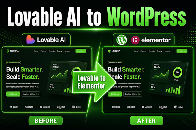 convert lovable ai website to elementor or migrate to wp