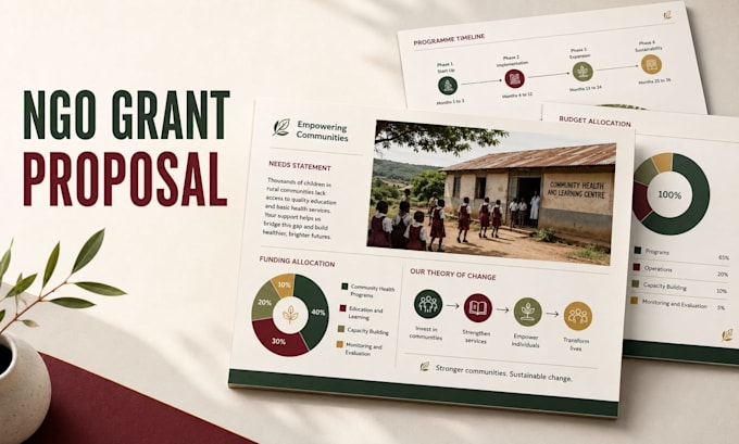 design ngo grant proposal presentation and nonprofit funding pitch deck