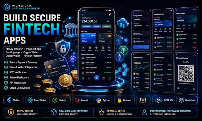 develop money transfer app payment app banking app crypto wallet app fintech app