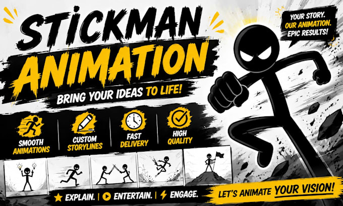 create 2d stickman animation, explainer videos, and animated presentation