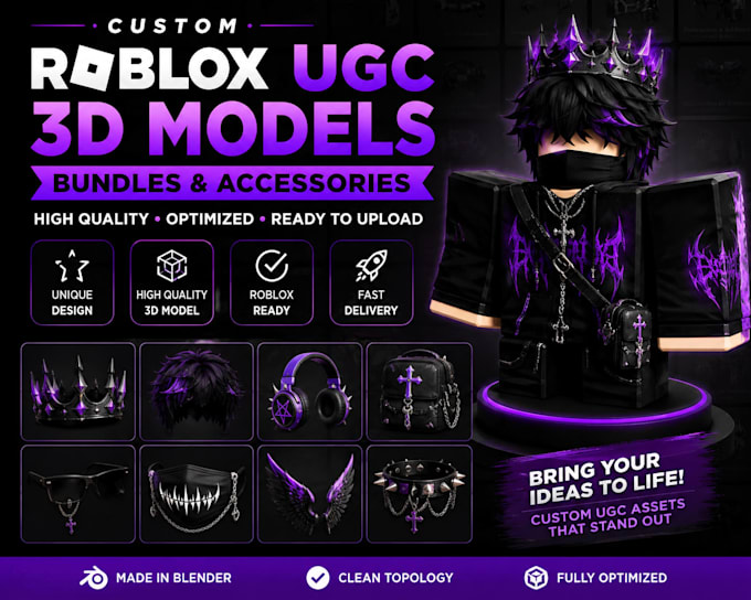create 3d model, ugc, roblox ugc bundle, ugc roblox accessories, ugc