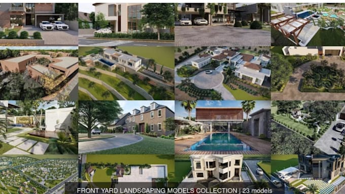custom 3d backyard landscape design, front yard, garden, patio and pool