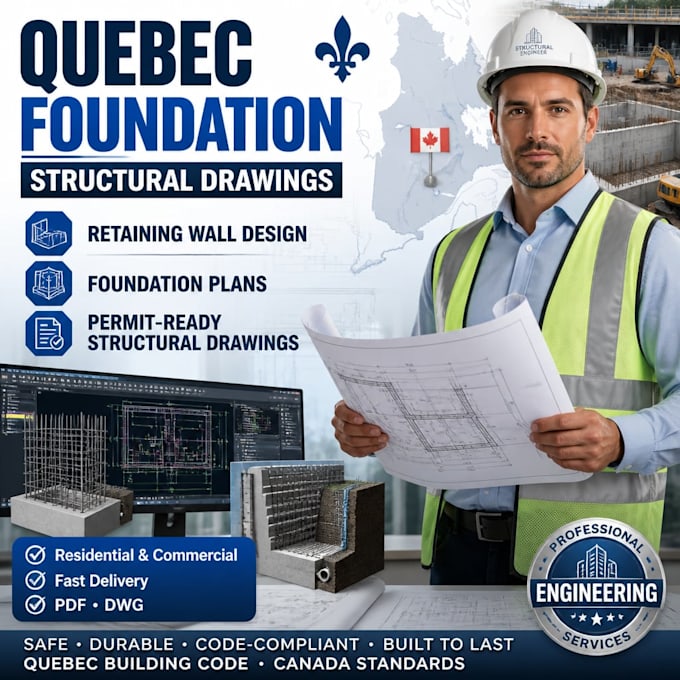 do quebec foundation structural drawings retaining well