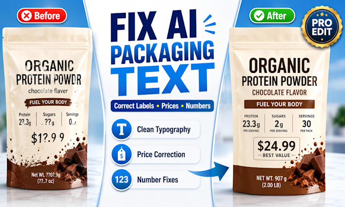 fix product label text prices and numbers in ai packaging